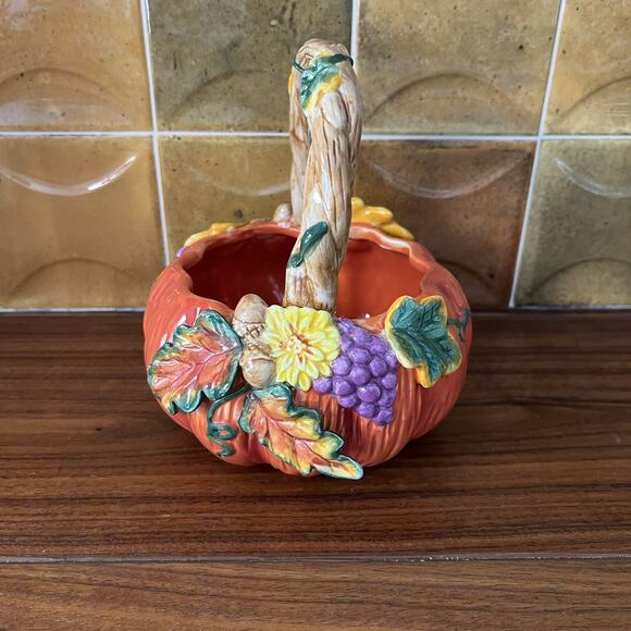 Autumn Accents Pumpkin Candy Bowl Centerpiece Planter Halloween Thanksgiving2003 - Picture 6 of 9